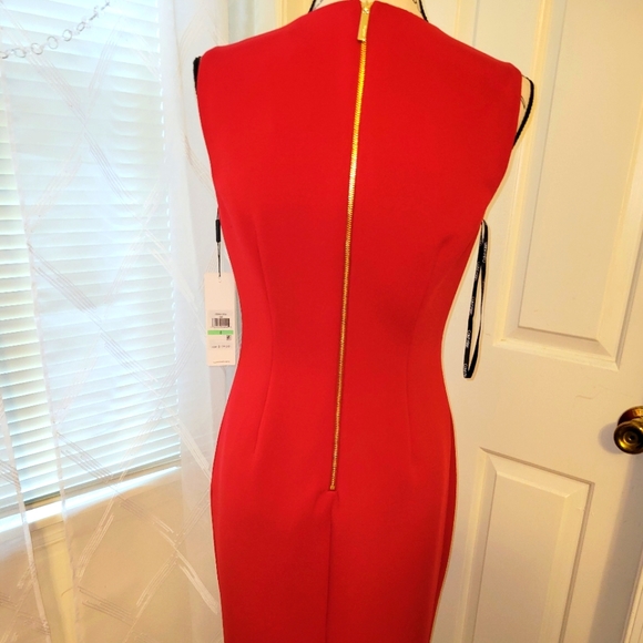 Calvin Klein Red Crystal-Embellished Dress Size 8 - Picture 3 of 4